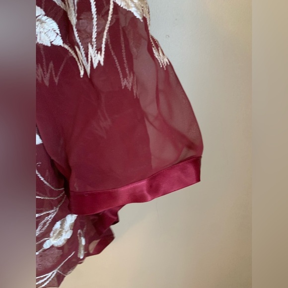 70s Victor Costa Maxi Dress sheer embroidered belted buttons down the back - Picture 6 of 11